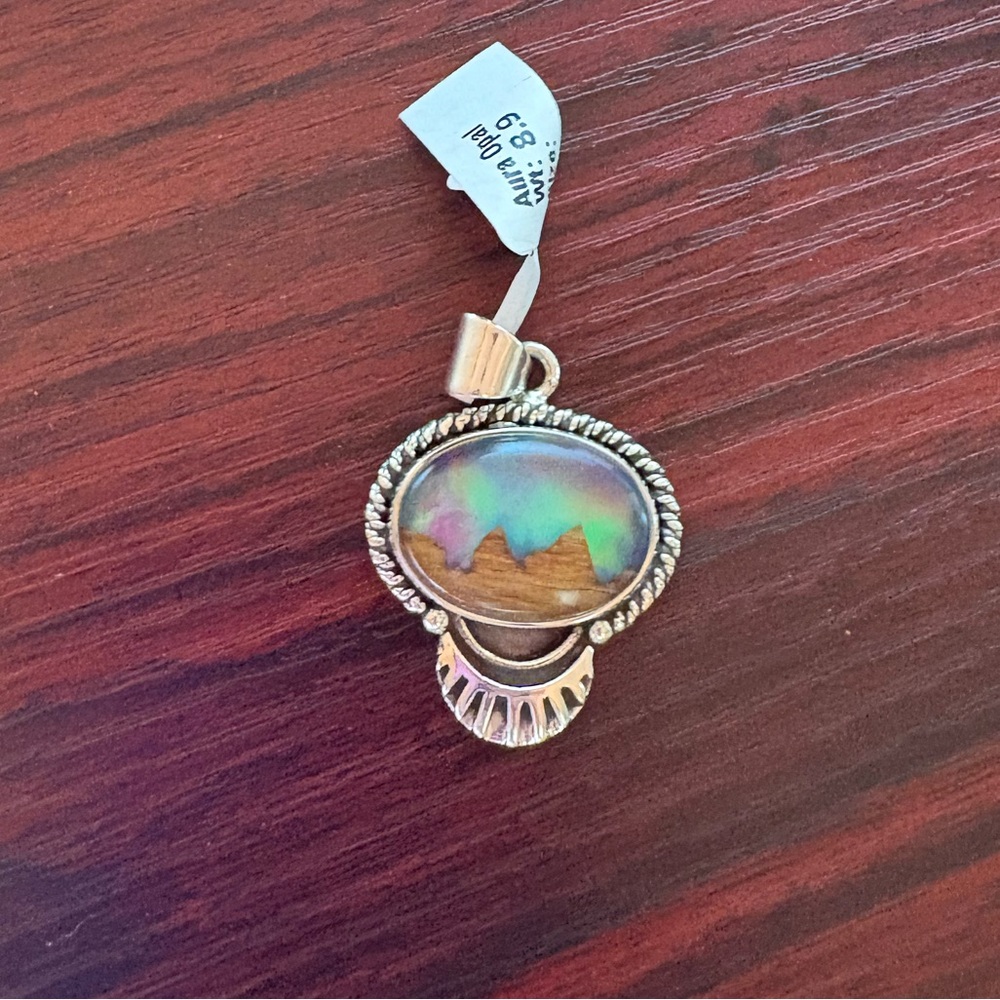 Wood Mountain Aurora Opal Pendant